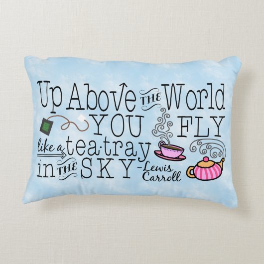 不思議の国のお洒落な茶Carrollの引用文のアリス アクセントクッション (裏面)
