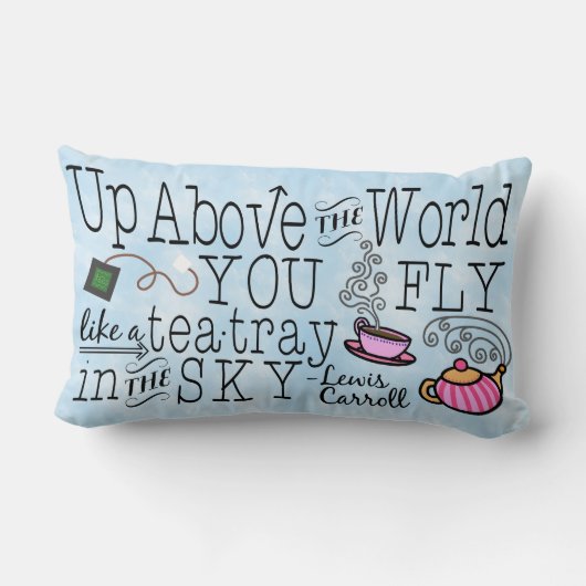 不思議の国のお洒落な茶Carrollの引用文のアリス ランバークッション (裏面)