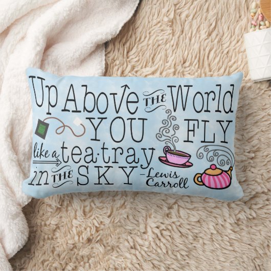 不思議の国のお洒落な茶Carrollの引用文のアリス ランバークッション (ブランケット)