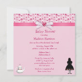 不思議の国のお茶会のピンクのフラミンゴのベビーシャワー 招待状 (裏面)