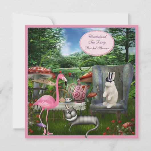 不思議の国のお茶会のブライダルシャワーのアリス 招待状 (正面)