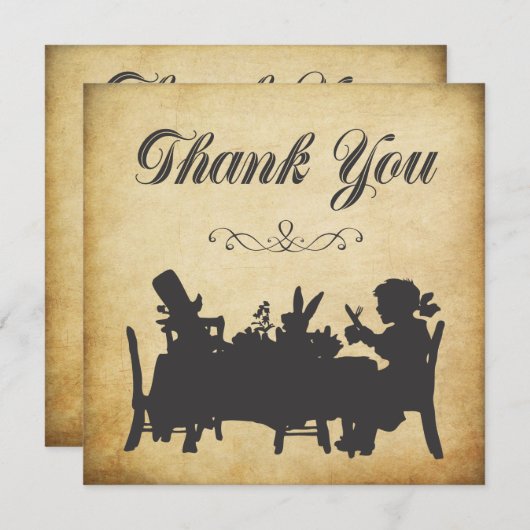 不思議の国のお茶会のヴィンテージアリスは感謝していしています サンキューカード (正面/裏面)