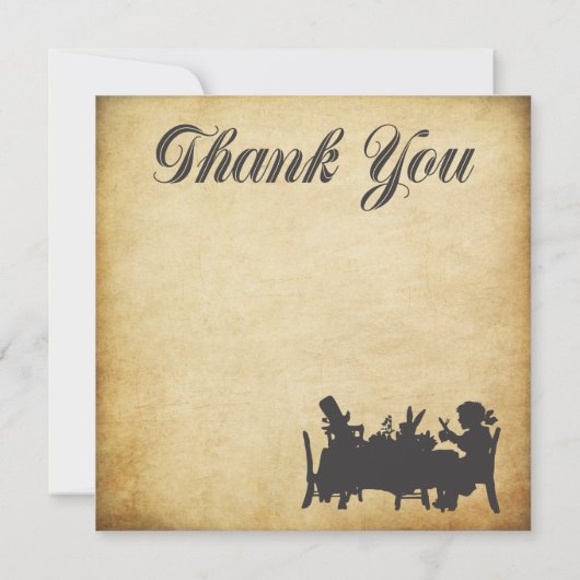 不思議の国のお茶会のヴィンテージアリスは感謝していしています サンキューカード (裏面)