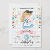 不思議の国のお茶会の女の子の誕生日招待状 招待状 (正面)