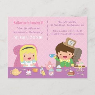 不思議の国のお茶会の誕生会のかわいいアリス 招待状