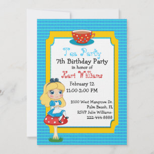 不思議の国のお茶会の誕生日のカスタムのアリス 招待状