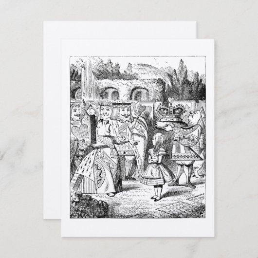 不思議の国のお茶会の誕生日のクラフトアリス 招待状 (正面/裏面)