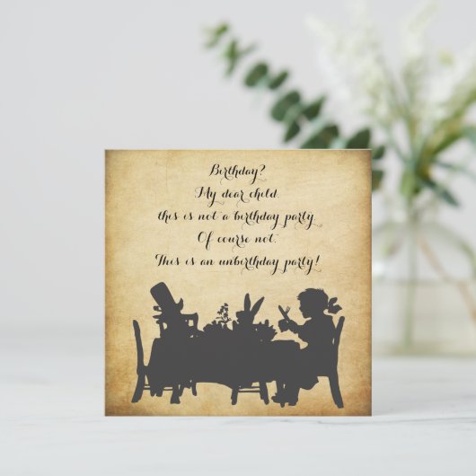 不思議の国のお茶会の誕生日のヴィンテージアリス 招待状 (スタンド正面)