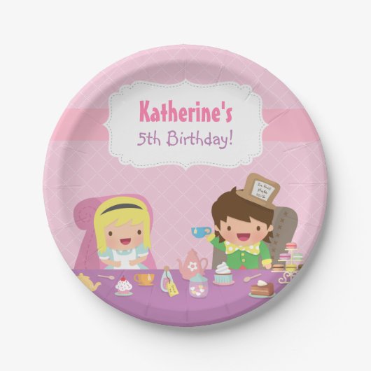 不思議の国のお茶会の誕生日の供給のアリス ペーパープレート (正面)