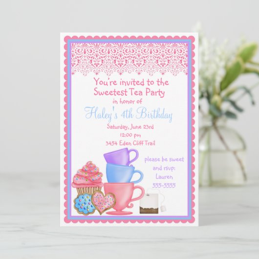 不思議の国のお茶会の誕生日の招待状 招待状 (スタンド正面)