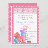 不思議の国のお茶会の誕生日の招待状 招待状 (正面/裏面)