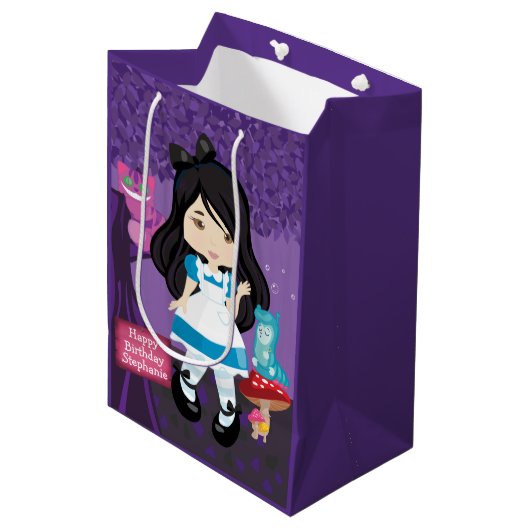 不思議の国のアジアンパーソナライズされたアリス ミディアムペーパーバッグ (正面アングル)