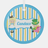 不思議の国のアリスかわいいカスタムキッズクリスマス ガラスオーナメント (正面)