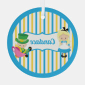 不思議の国のアリスかわいいカスタムキッズクリスマス ガラスオーナメント (裏面)