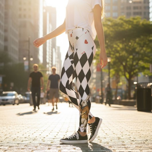 不思議の国のアリスかわいいダイヤモンドパターン レギンス