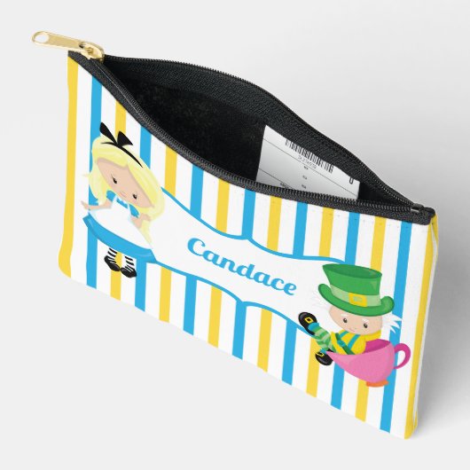 不思議の国のアリスかわいいパーソナライズされた女の子 アクセサリーポーチ (見開き)