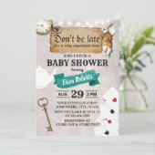 不思議の国のアリスかわいい赤ちゃんシャワーが遅れないこと 招待状 (スタンド正面)