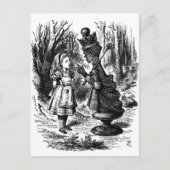 不思議の国のアリスが赤の女王チェスの駒に出合う ポストカード (正面)