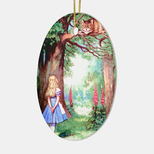 不思議の国のアリスそしてチェシャー猫 セラミックオーナメント (左)