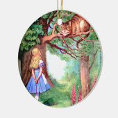 不思議の国のアリスそしてチェシャー猫 セラミックオーナメント (左)