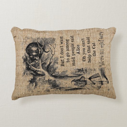 不思議の国のアリスとアリスを一緒にチェシャ猫 アクセントクッション (正面)