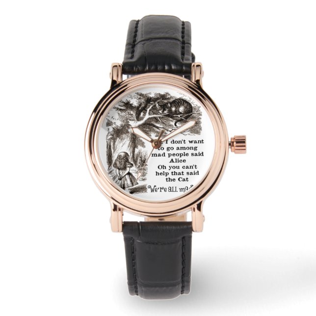 不思議の国のアリスとアリスを一緒にチェシャ猫 腕時計 (正面)