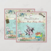 不思議の国のアリスとチェシャ猫のベビーシャワー 〜絵本を持ってこよう〜 招待状 (正面/裏面)