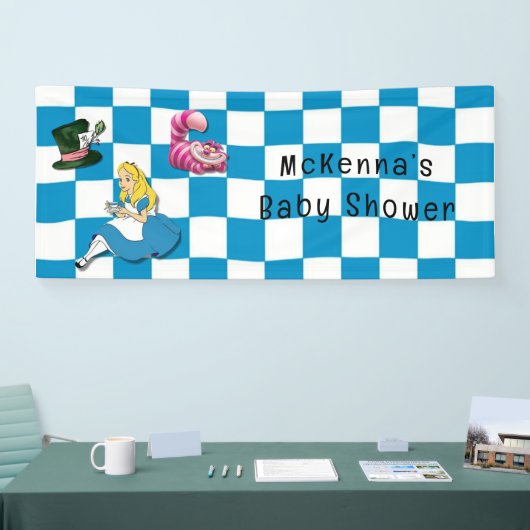 不思議の国のアリスとチェシャ猫の赤ちゃんシャワー 横断幕 (トレードショー)