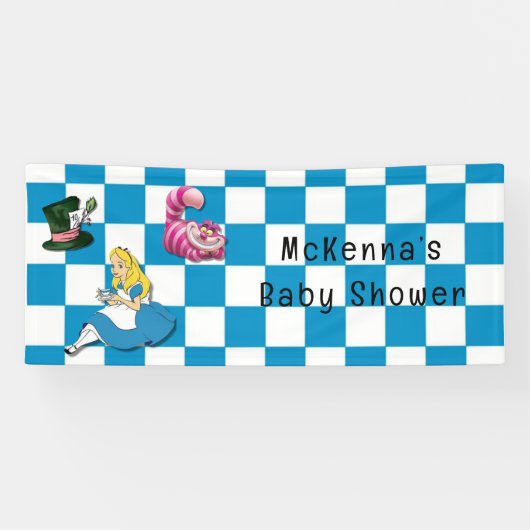 不思議の国のアリスとチェシャ猫の赤ちゃんシャワー 横断幕 (横)