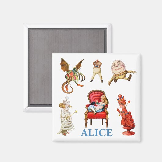 不思議の国のアリスと友人 マグネット (正面/裏面)