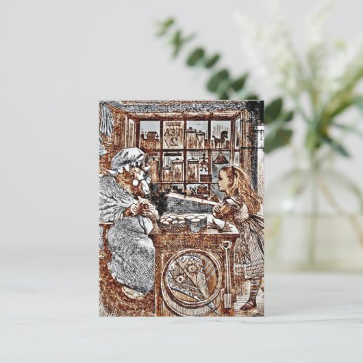 不思議の国のアリスと編み羊 ポストカード (スタンド正面)