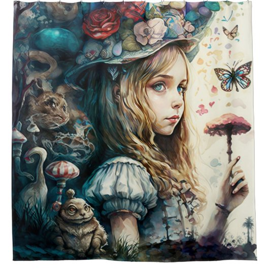 不思議の国のアリスと魔法キノコ シャワーカーテン (正面)