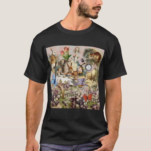 不思議の国のアリスのお茶会のキャラクターたち Tシャツ (正面)