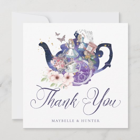 不思議の国のアリスのウェディングワンダーランド感謝カード サンキューカード (正面)