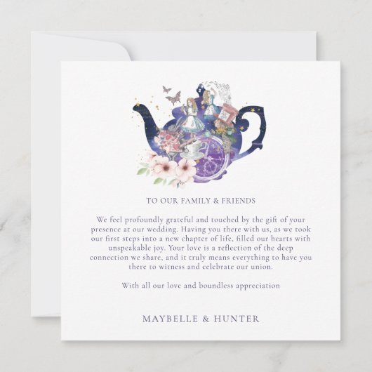 不思議の国のアリスのウェディング ワンダーランド お礼 サンキューカード (裏面)