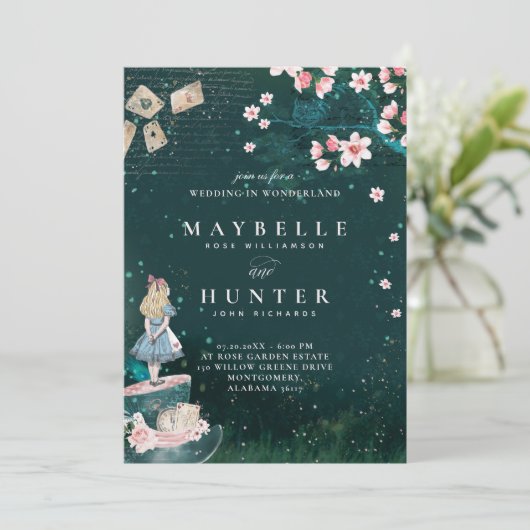 不思議の国のアリスのウェディング ワンダーランド ヴィンテージ 招待状 (スタンド正面)