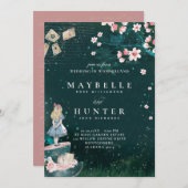 不思議の国のアリスのウェディング ワンダーランド ヴィンテージ 招待状 (正面/裏面)