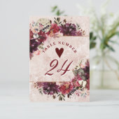 不思議の国のアリスのエレガントなウェディングテーブルナンバー 招待状 (スタンド正面)