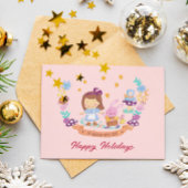 不思議の国のアリスのキュートな水彩ピンクの写真 シーズンカード