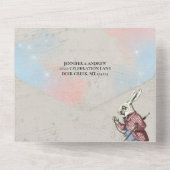 不思議の国のアリスのクラシカルでヴィンテージなウェディング すべての夢がここに オールインワン招待状 (裏面)