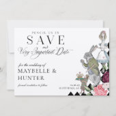 不思議の国のアリスのチェッカーボードに鉛筆を入れて セーブザデート (正面)