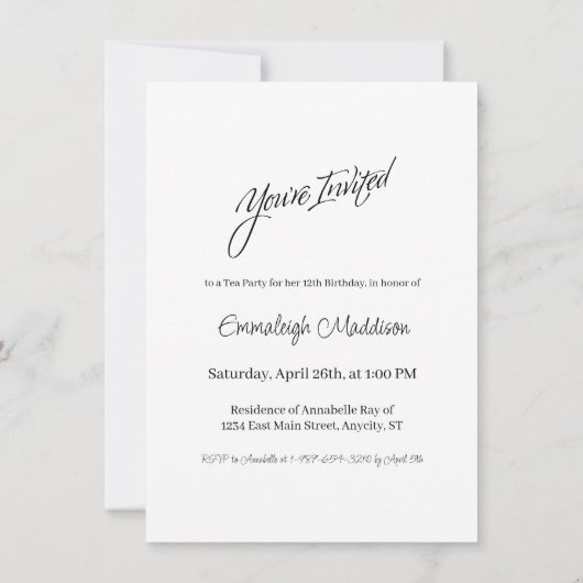 不思議の国のアリスのティーパーティー ヴィンテージ 招待状 (裏面)