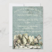 不思議の国のアリスのティーパーティー 誕生日招待状 招待状 (正面)