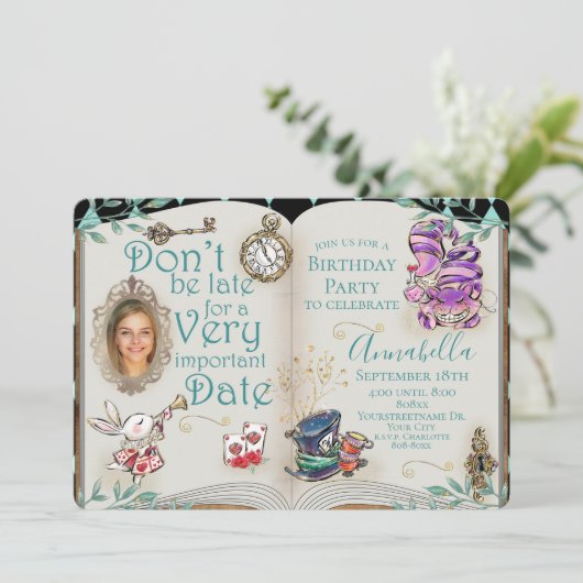 不思議の国のアリスのテーマのフォトミラー 招待状 (スタンド正面)