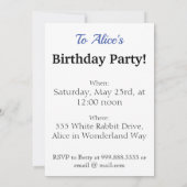 不思議の国のアリスのディナ猫の誕生日招待状 招待状 (裏面)
