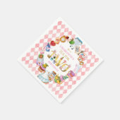 不思議の国のアリスのピンクの二人用ティー誕生日   スタンダードカクテルナプキン (角)