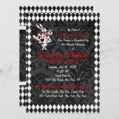 不思議の国のアリスのブラックパーティ招待状 招待状 (正面/裏面)