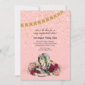 不思議の国のアリスのマッドハッター ヴィンテージ ティーパーティー ブライダルシャワー 招待状 (裏面)