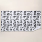 不思議の国のアリスの冒険の模様 ビーチタオル (正面)