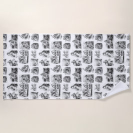 不思議の国のアリスの冒険の模様 ビーチタオル